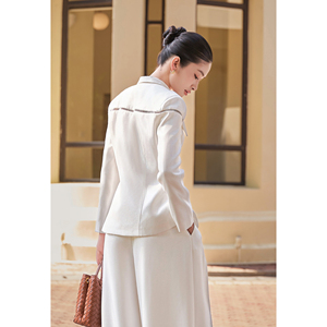 Blazer élégant blanc pour femme, à manches longues, avec peplum, anti-plis, en polyester, pour événements, affaires et bureau - <span class=keywords><strong>ELODIE</strong></span> - Product Image 4