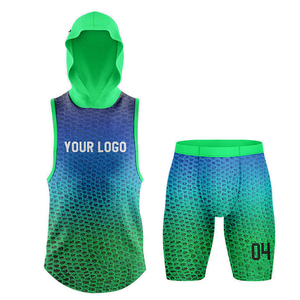 Conjunto de Camiseta sin Mangas con Capucha y Pantalones Cortos Sublimados Personalizados en Degradado Rosa Oliva, Patrón de Lagarto, Uniforme de Baloncesto 7v7, Servicio OEM - Product Image 5