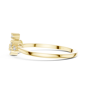 Bague de fiançailles minimaliste en or plaqué or avec trois diamants de laboratoire pour femme, bague ouverte florale en or rose avec diamants pour femme - Product Image 4