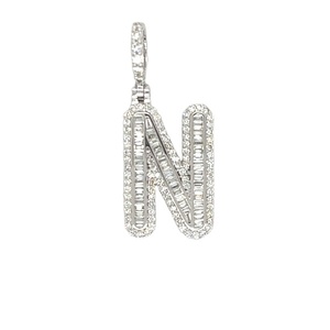 Personalizado VVS Moissanite diamante 925 plata esterlina completo helado personalizado N nombre letra inicial encanto colgante para hombres y mujeres - Product Image 1