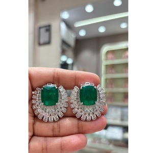 Stunning Silver Plated <b>Emerald</b> Cut Zircon <b>Stud</b> Earrings Women's Classic Party Jewelry Alloy Fashion Earrings - Product Image 1