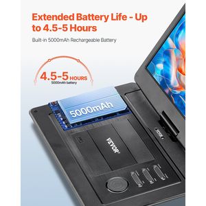 Schermo Portatile HD Girevole da 15,6 Pollici per Lettore DVD con Batteria Ricaricabile Integrata da 4,5-5 Ore, Doppi Altoparlanti e Supporto Sincronizzazione - Product Image 3