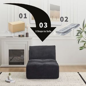 Modern Single Chaise Longue Lounge Memory Foam Compressed Pet-Friendly Corduroy Fabric Cloud Modular Sectional Sofa for Living - Product Image 5