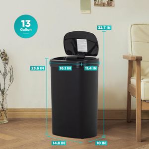 Cestino per Rifiuti da Cucina Smart con Sensore Senza Contatto, 13 Galloni, in Plastica, per Uso Interno, Nero - Product Image 5