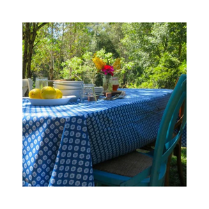 GOTS Certified Lightweight Fabric Outdoor Pastoral Style Washable Floral Printed Linen Cotton <b>Tablecloth</b> Green White Classic - Product Image 5