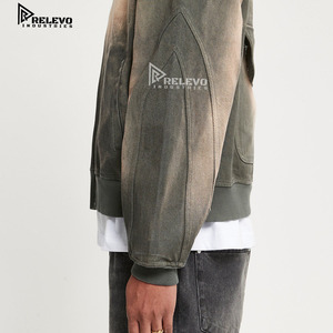Vente en gros de sweats à capuche personnalisés pour hommes 100% coton, fabricant de sweats à capuche surdimensionnés personnalisés, lavage personnalisé, 500 g/m², streetwear, sweat à capuche zippé pour homme - Product Image 4