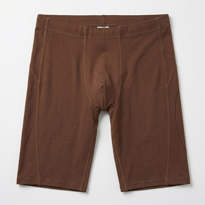 Shorts de compression marron pour hommes, taille mi-haute, ajustement élastique, respirants, en coton tricoté et élasthanne, décontractés, pour l'entraînement sportif - Product Image 5