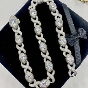 Collier Hip-Hop en Argent Sterling 925 Plaqué Or avec Moissanite VVS Couleur D Double Rangée, Chaîne Jésus 4mm, Écologique - Product Image 1