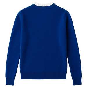 Cárdigan de punto azul real Zeta Phi Beta con cuello con volantes blancos y letras griegas bordadas, suéter de la hermandad universitaria. - Product Image 3