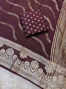 Sari de crepé de rosas Mysore con bordado de hilo de viscosa y lentejuelas, blusa Dola rusa pura, tela tejida ecológica de secado rápido para mujer - Product Image 2