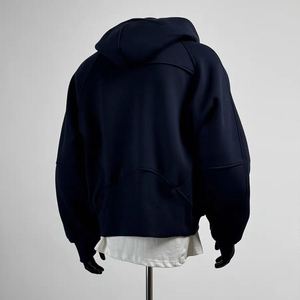 Sudadera con capucha de hombre oversize con media cremallera, color liso, manga raglán, estilo casual - Product Image 4