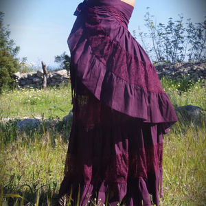 Falda Maxi Estilo Flamenco, Boho, Gitana, con Volantes y Detalles de Encaje, Falda de Baile para Festivales, Falda Maxi Bohemia Fluida para Mujer - Product Image 1