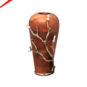 Vase à fleurs luxueux en bois et métal, élégance décorative pour intérieurs - Product Image 1