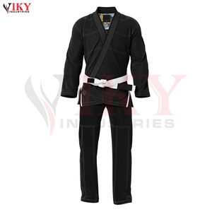 Uniforme de Jiu Jitsu BJJ de Color Negro Sólido, Cómodo, Hecho a Mano, Unisex, de Poliéster y Algodón, Kimono de BJJ para Artes Marciales - Product Image 1