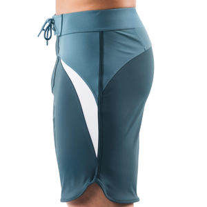 Shorts de bain athlétiques pour hommes, bleu sarcelle et blanc, à séchage rapide, avec cordon de serrage, pour la plage et les sports nautiques - Product Image 3