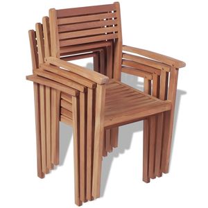 Set di 4 Sedie da Patio Impilabili in Teak Caldo con Finitura Liscia Standard, Mobili da Esterno Durevoli - Product Image 2