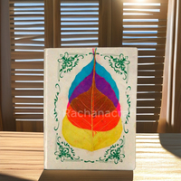 Carnet Lokta fait main-Design de feuilles colorées (moyen)
