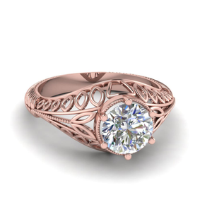 Bague solitaire en diamant rond véritable |   Bague de fiançailles en or 14 carats 0,50 TCW pour femmes |   Cadeau de bijoux fins pour un anniversaire de mariage classique - Product Image 1