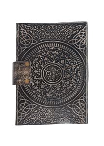 Diario de Cuero Gris Vintage Hecho a Mano - Grimoire de Fantasía Medieval con Encuadernación Cosida, Papel de Algodón con Borde Deshilachado, Personalizable para Regalo - Product Image 3