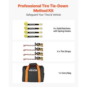 Kit de fixation robuste Worki 10009 Lbs avec cales de roue, sangles de remorquage de type pneu et sangles de fixation de voiture avec cliquet à haute résistance - Product Image 2