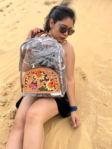 กระเป๋าเป้หนังพีวีซีแบบใสมีเครื่องมือของแท้สินค้ามาใหม่กระเป๋าสะพายหลังแบบใสมีสไตล์ใสมีสไตล์แบบตะวันตก - Product Image 2