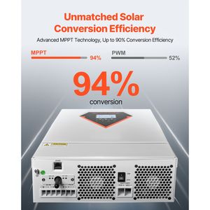 Onduleur solaire hybride 6000W tout-en-un à onde sinusoïdale pure, alimentation 48V CC monophasée, sortie 220/230V CA avec sortie monophasée intégrée - Product Image 3