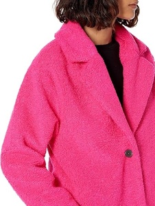 Manteau long en polaire rose pour femme, décontracté, d'hiver, à manches longues, col rabattu, ouvert sur le devant, épais, couleur unie - Product Image 3