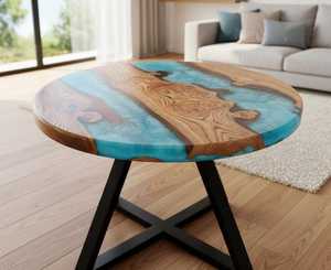 Custom Luxury Solid Wood River <b>Table</b> with <b>Epoxy</b> <b>Resin</b> Live Edge Handmade Coffee <b>Table</b> for Modern Home Furniture Wholesale - Product Image 4
