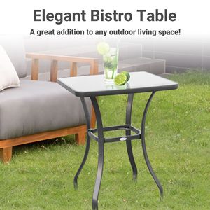 27\" <b>Square</b> Bistro <b>Table</b> Garden <b>Dining</b> Outdoor Tempered <b>Glass</b> <b>Table</b> - Product Image 4