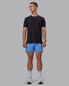 Pantalones Cortos Deportivos para Hombre, Color Azul, Secado Rápido, Estilo Deportivo, Franja Lateral, Cintura con Cordón, Longitud Media, Tejido de Poliéster - Product Image 2