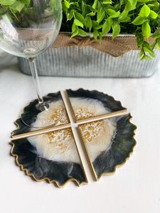 Custom Flower Shaped Resin <b>Coaster</b> Set Bulk Supplier Pink Teal Floral <b>Agate</b> Geode <b>Coasters</b> Tableware Placemat Coffee Cup Mat - Product Image 5