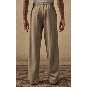 กางเกงขายาวทรงพลีทเอวสูงแบบวินเทจสำหรับผู้ชายติดกระดุมสองเม็ด - Product Image 4