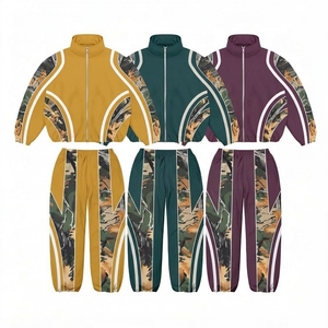 Ensemble de survêtement camouflage unisexe personnalisé à manches longues avec fermeture éclair et col montant, vêtements de sport décontractés d'automne, pantalon et veste en polyester à séchage rapide - Product Image 4