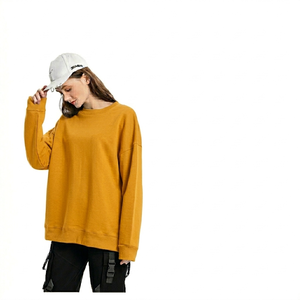 Sudadera Lisa de Algodón para Mujer, Cuello Redondo, Oversize, Estilo Casual Urbano, Suave y a la Moda - Product Image 5