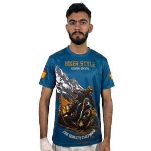 T-shirt personnalisé avec logo, sublimation, matière polyester/coton, respirant, séchage rapide, manches courtes, impression par transfert thermique, pour hommes - Product Image 1