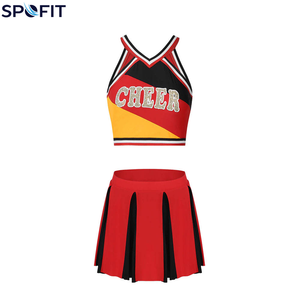 Uniforme de Animadoras Profesional Personalizado, Impreso, 100% Poliéster, Conjunto de Dos Piezas para Adultos, Uniforme de Animadoras Personalizado para Baile - Product Image 1