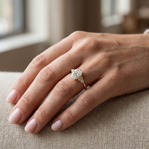 Bague de fiançailles en or 14 carats avec diamant ovale de laboratoire, alliance de mariage classique sertie de griffes, certifiée IGI, cadeau d'anniversaire, bijoux - Product Image 4