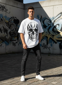T-shirt blanc uni pour homme, coupe classique, avec logo sur le devant. Coton Premium Lourd, Écologique, Anti-Plis et Respirant - Product Image 5