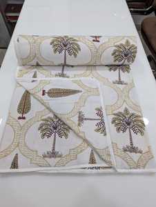 <b>Luxurious</b> Handmade Block Printed Organic Cotton Dohar Artistic Floral Motifs Anti-Bacterial Breathable Washable Hotel & Home Use - Product Image 2