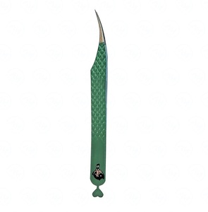 Pinzas de Precisión para Extensión de Pestañas MIRHA INSTRUMENTS MI-90, Color Verde, Punta Suave, Acero Inoxidable - Product Image 1