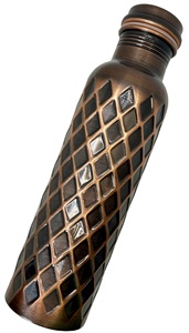 ช่างฝีมือขวดน้ำทองแดงขนาด900มล. ทำจากทองแดงแท้บุบด้วยมือสำหรับดื่มน้ำพลาสติกเพื่อสุขภาพดีท๊อกซ์อายุรเวท - Product Image 5