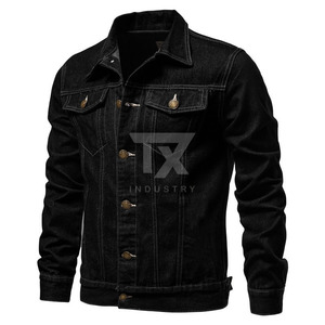 Veste en jean pour homme d'hiver, 100% coton, confortable, design slim décontracté, coupe-vent, respirante, boutonnée devant - Product Image 5