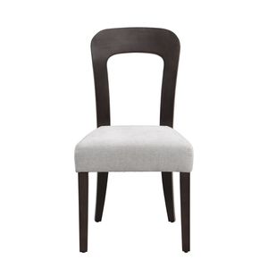 Set di 2 sedie da pranzo Wei, sedie laterali da cucina imbottite in tessuto grigio, gambe in legno massello di gomma marrone scuro, capacità di carico 330 libbre - Product Image 6