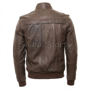 Veste en cuir véritable personnalisée, couleur marron unie, veste de haute qualité avec logo personnalisé, vestes en cuir - Product Image 2