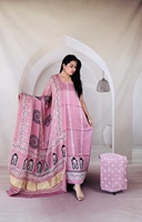 Set Kurta Dupatta Motif Geometris Ungu Pakaian Wanita Etnik India Pakistan Pakaian Santai