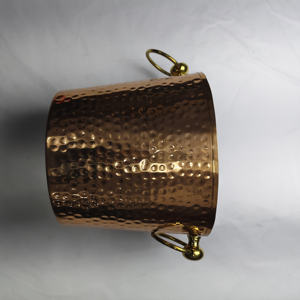 Seau à glace en cuivre martelé à double paroi avec poignées en laiton massif, refroidisseur de champagne et de vin en métal isolé - Product Image 2