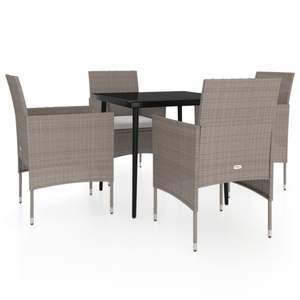 Conjunto de Comedor de Jardín de Ratán PE Beige Medio - Product Image 2