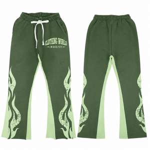 Pantalon de survêtement ample pour homme, 100% coton, taille élastique, style streetwear, double couche, impression couleur personnalisée sur écran. - Product Image 6