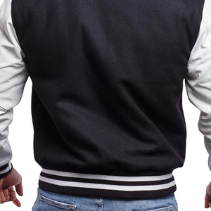 Chaqueta Varsity para Hombre con Mangas de Cuero y Lana, Estilo Bomber Clásico para Uso Casual y Moda Universitaria, Chaqueta Casual para Hombre con Detalles en Crochet - Product Image 3