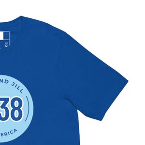 T-shirt unisexe bleu roi à motif, col rond, en coton doux, manches courtes, décontracté, mode quotidienne, streetwear - Product Image 5